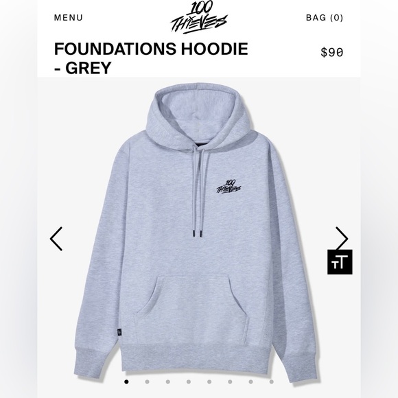 100 Thieves Gray Foundation Hoodie - Picture 2 of 7
